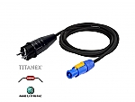 Powercon netsnoer 3x1,5 met volrubberen schuko stekker, lengte 1,5m