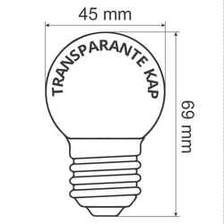 E27 led lamp 1W extra warm wit 2000K - transparant