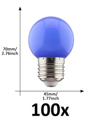 E27 led lamp 1W blauw grootverpakking