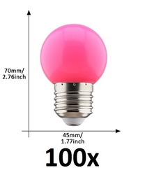 E27 led lamp 1W roze grootverpakking
