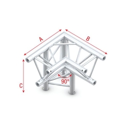 Pro 30 driehoektruss 90 graden 3-weg Apex Down links